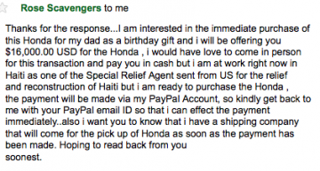 It's a scam if it sounds too good to be true. Never take a check for any goods you're selling on Craigslist. Even more important when they are willing to pay more than you are asking